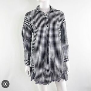 Zara black and white gingham tunic shirt